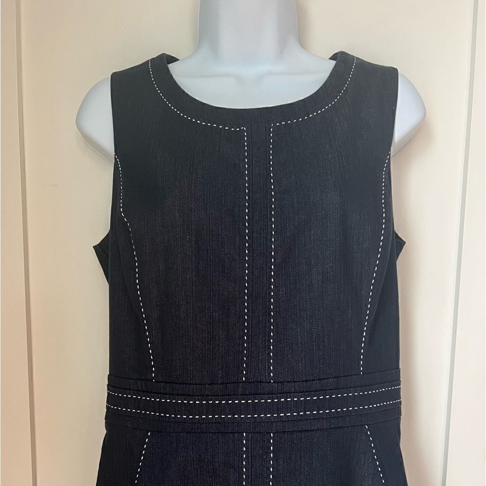 NY&CO New York and Company Denim Blue Jean Sheath Sleeveless Dress sz 8 - Picture 9 of 9